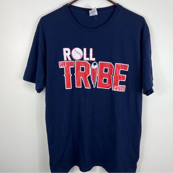 Cleveland Guardians Indians Roll Tribe Tshirt baseball Adult Sz L - Picture 1 of 11